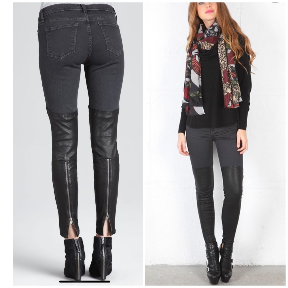 J Brand Minx Pistol Skinny Leather Panel Zip Jeans 26 Seen on Beyonce